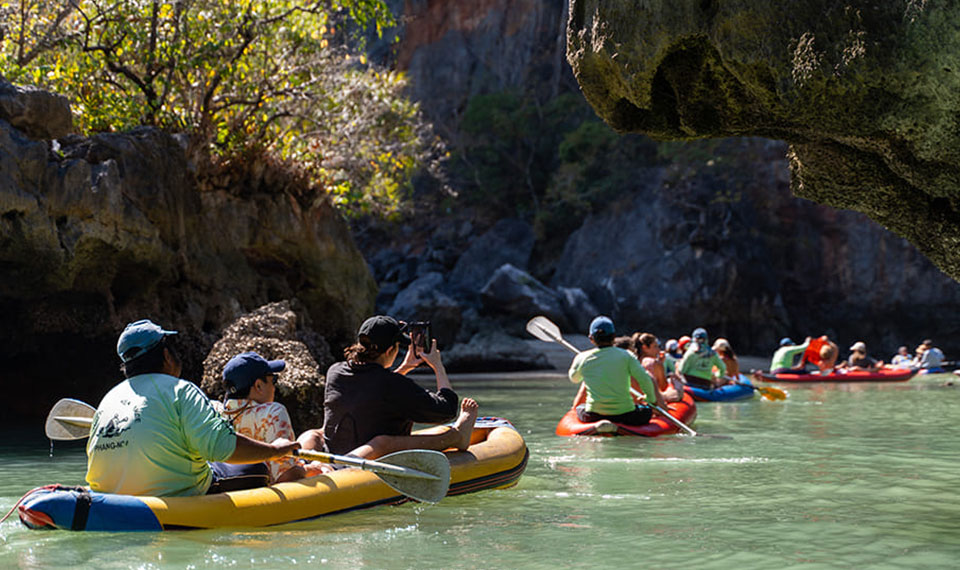 cave kayaking luxury catamaran pgang nga bay